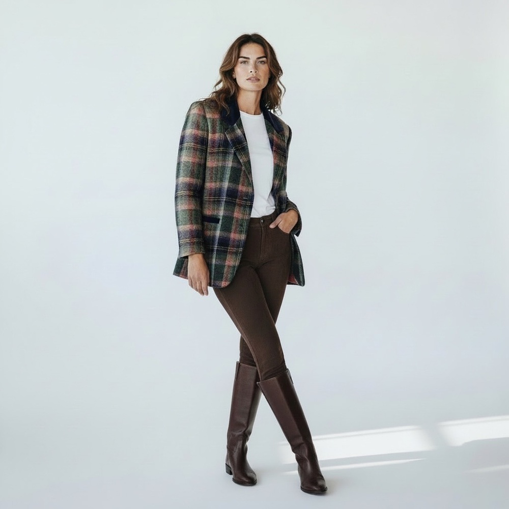 🐎 VTG JL Colebrook Tartan Blazer Plaid Wool Equestrian Size L - Picture 3 of 11